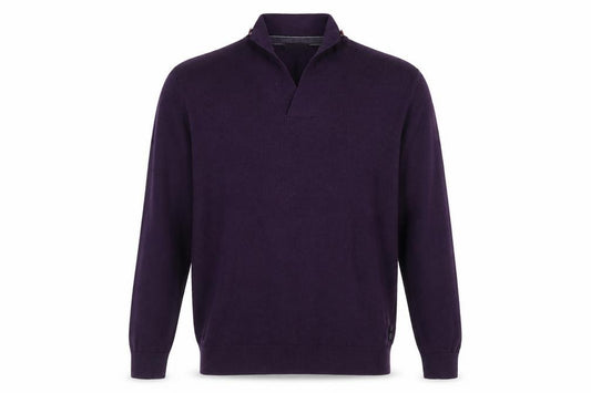 Front view of Ted Baker Men’s Purple Wool Blend V-Neck Jumper, size L