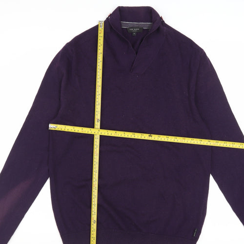 Ted Baker Men’s Purple Wool Blend V-Neck Jumper Size L