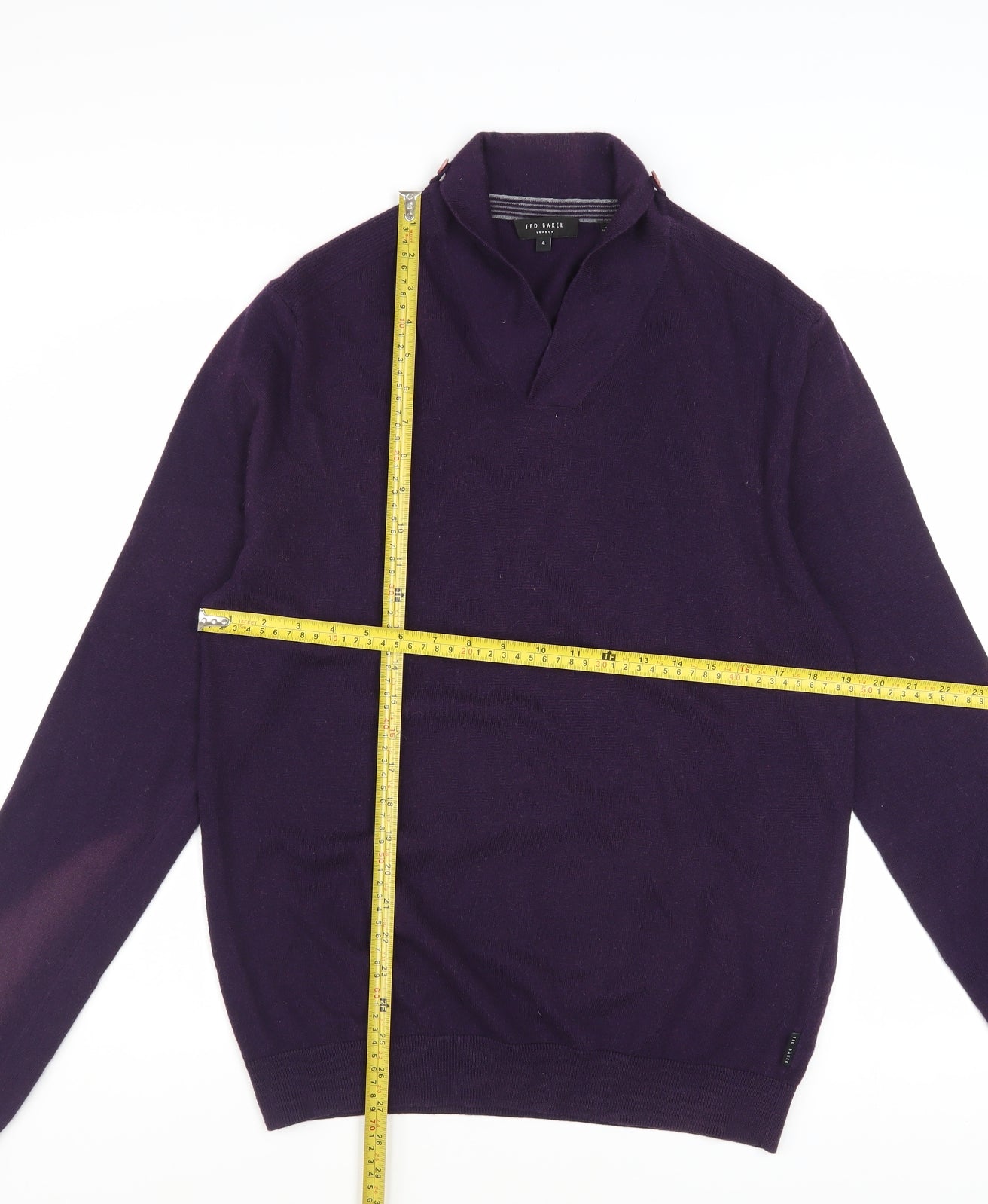 Ted Baker Men’s Purple Wool Blend V-Neck Jumper Size L