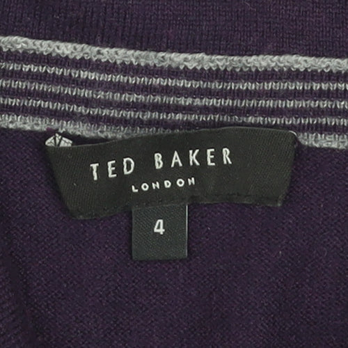 Ted Baker Men’s Purple Wool Blend V-Neck Jumper Size L