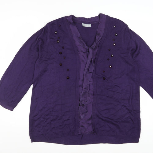 Marks and Spencer Per Una Women's Purple Size 18 Embellished Cardigan