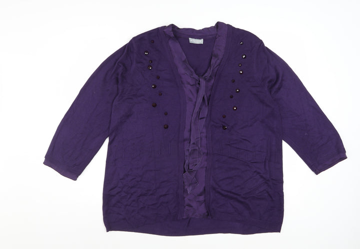 Marks and Spencer Per Una Women's Purple Size 18 Embellished Cardigan