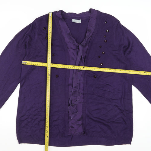 Marks and Spencer Per Una Women's Purple Size 18 Embellished Cardigan