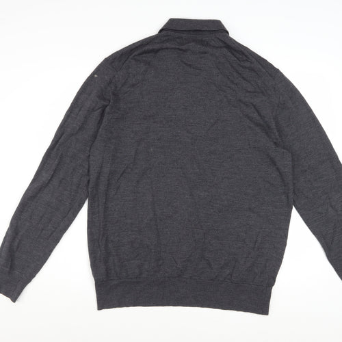 Marks and Spencer Men’s Grey Merino Wool 1/4 Zip Jumper L