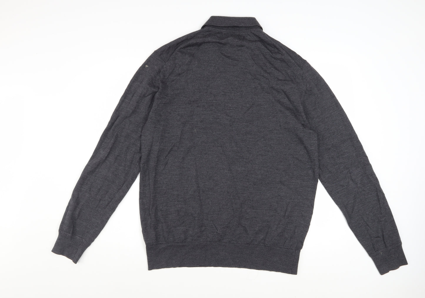 Marks and Spencer Men’s Grey Merino Wool 1/4 Zip Jumper L
