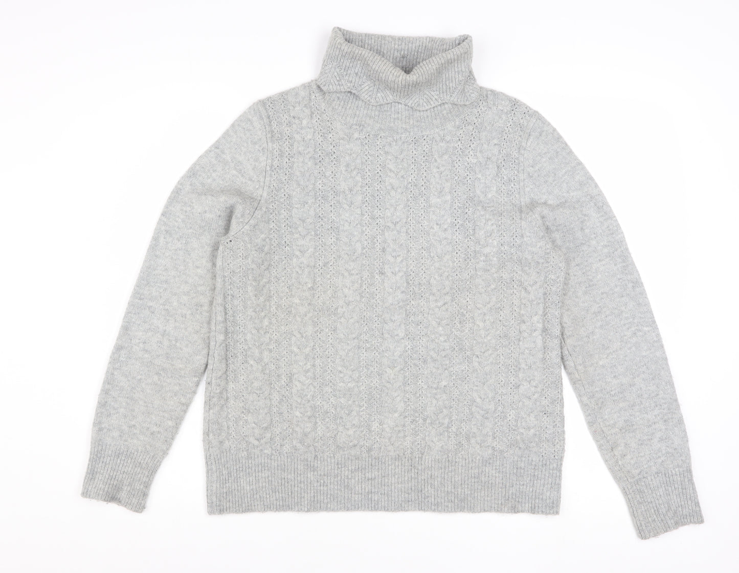 Mistral Womens Grey Cable Knit Roll Neck Jumper Size 12