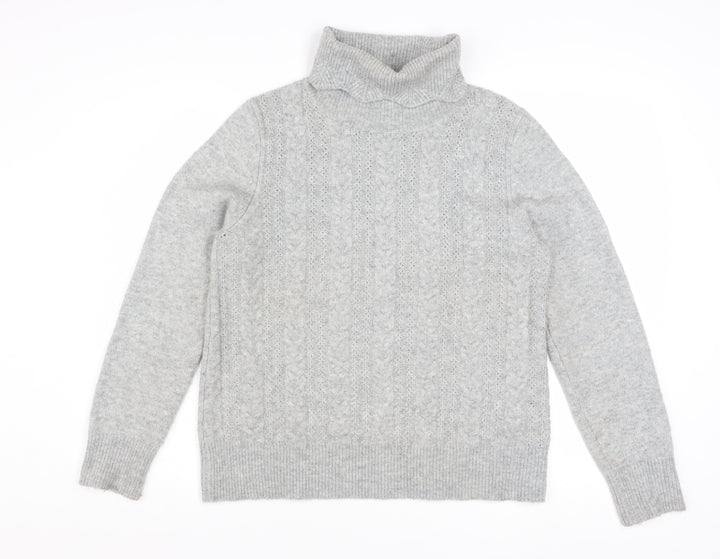 Mistral Womens Grey Cable Knit Roll Neck Jumper Size 12