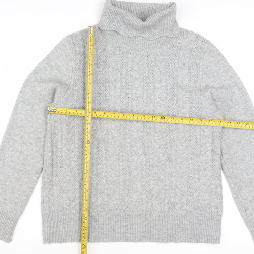 Mistral Womens Grey Cable Knit Roll Neck Jumper Size 12