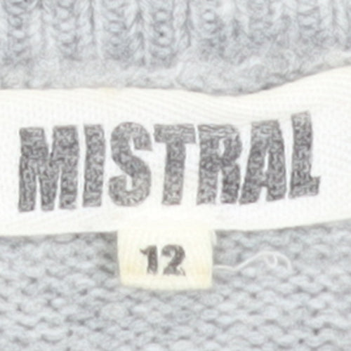 Mistral Womens Grey Cable Knit Roll Neck Jumper Size 12