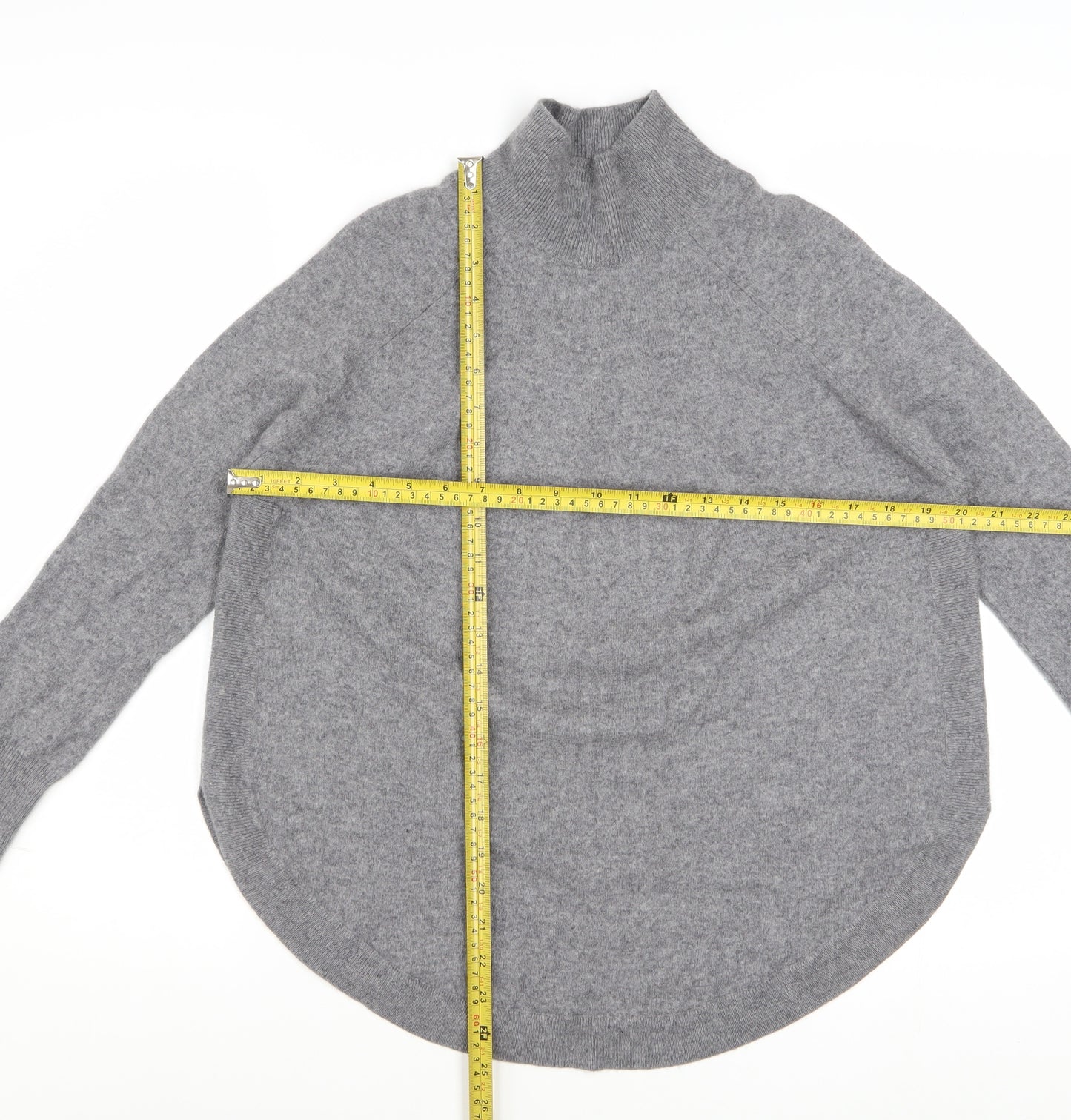 Marks and Spencer Womens Grey Cashmere High Neck Jumper M