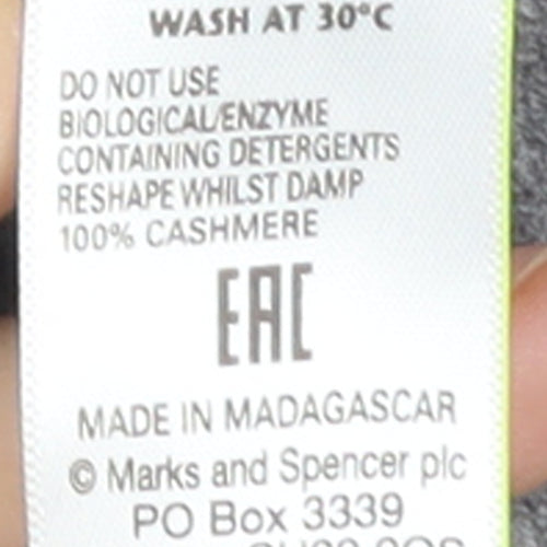 Marks and Spencer Womens Grey Cashmere High Neck Jumper M