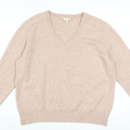 Pablo Women Beige V-Neck Wool Jumper Size S Classic Style