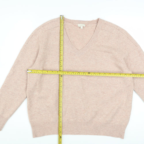 Pablo Women Beige V-Neck Wool Jumper Size S Classic Style