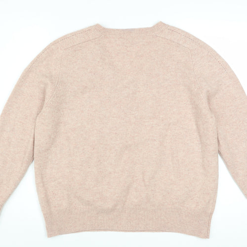 Pablo Women Beige V-Neck Wool Jumper Size S Classic Style