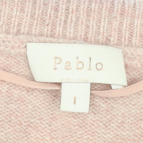 Pablo Women Beige V-Neck Wool Jumper Size S Classic Style