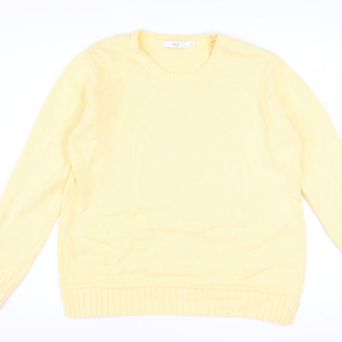 Isle Women's Yellow Cotton Crew Neck Jumper Size 14-16
