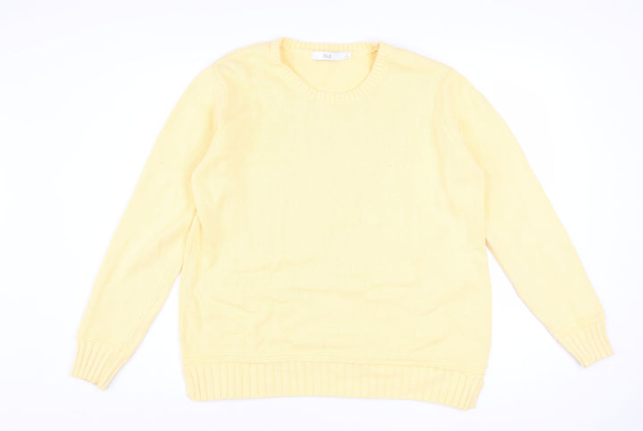 Isle Women's Yellow Cotton Crew Neck Jumper Size 14-16