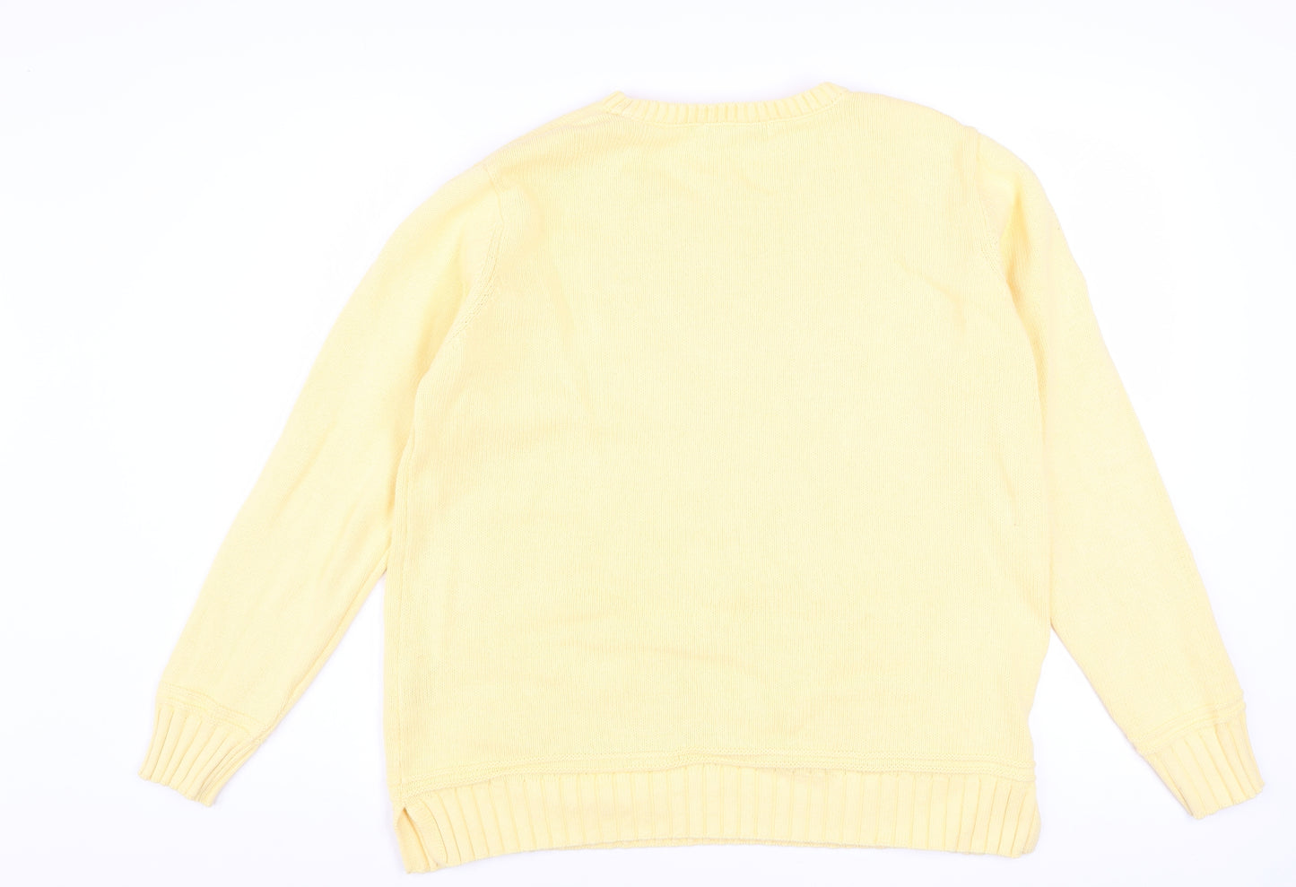 Isle Women's Yellow Cotton Crew Neck Jumper Size 14-16