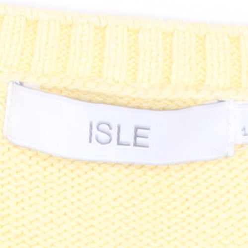 Isle Women's Yellow Cotton Crew Neck Jumper Size 14-16