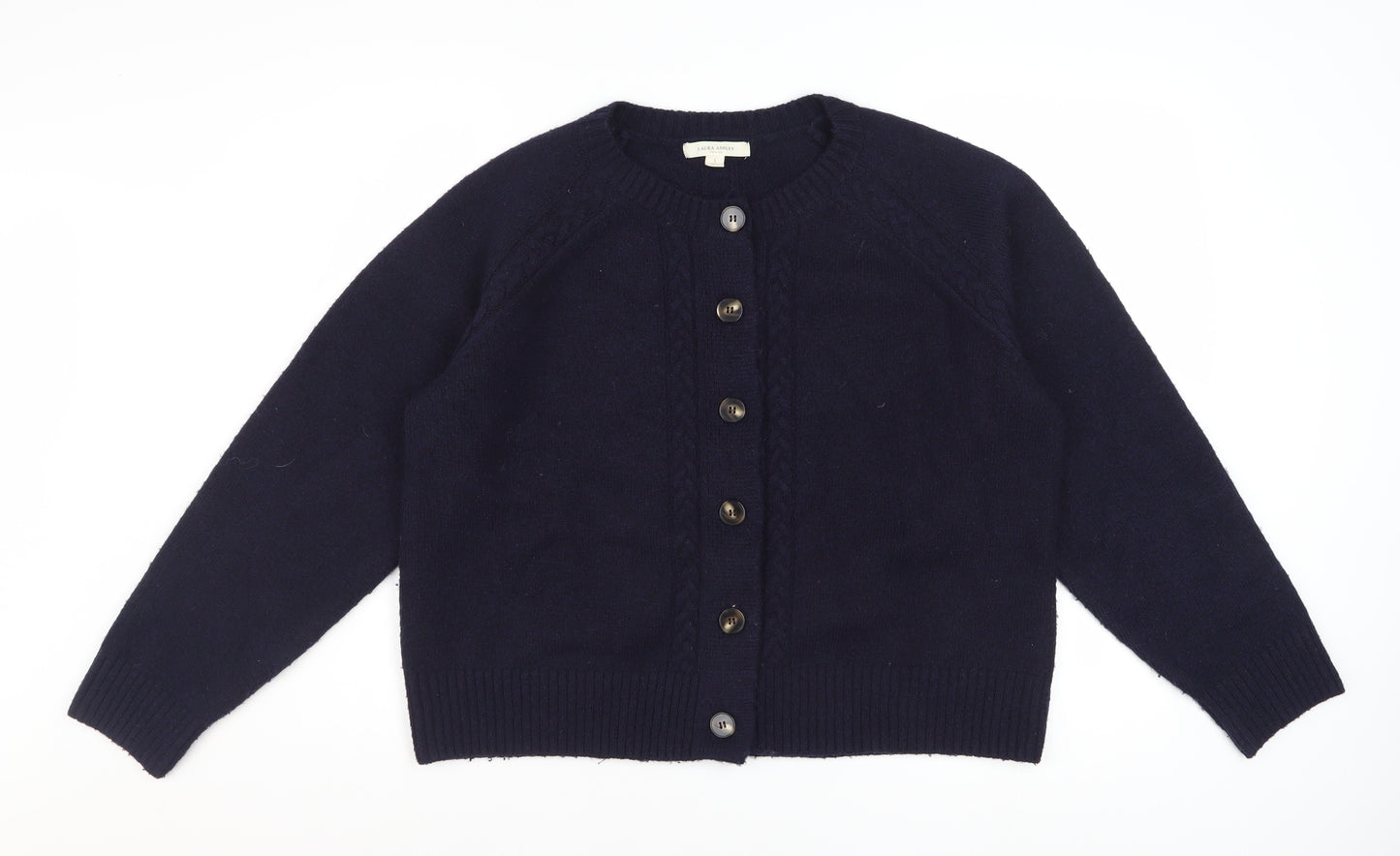 Laura Ashley Women's Blue Knit Button Cardigan L