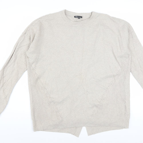Warehouse Women Beige Wool Blend Crew Neck Long Sleeve Jumper Size 14