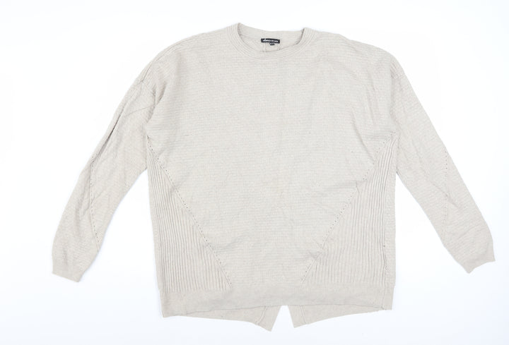 Warehouse Women Beige Wool Blend Crew Neck Long Sleeve Jumper Size 14