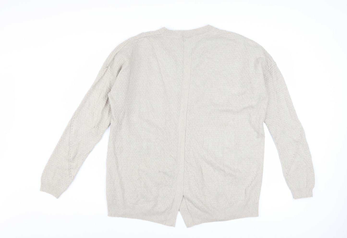 Warehouse Women Beige Wool Blend Crew Neck Long Sleeve Jumper Size 14
