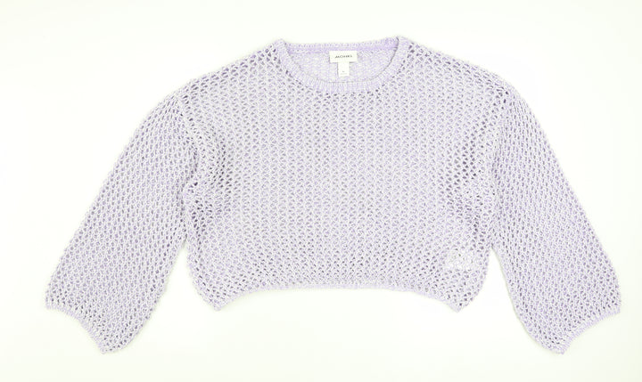 Monki Women Purple Open-Knit Pullover Jumper XL Casual Lightweight
