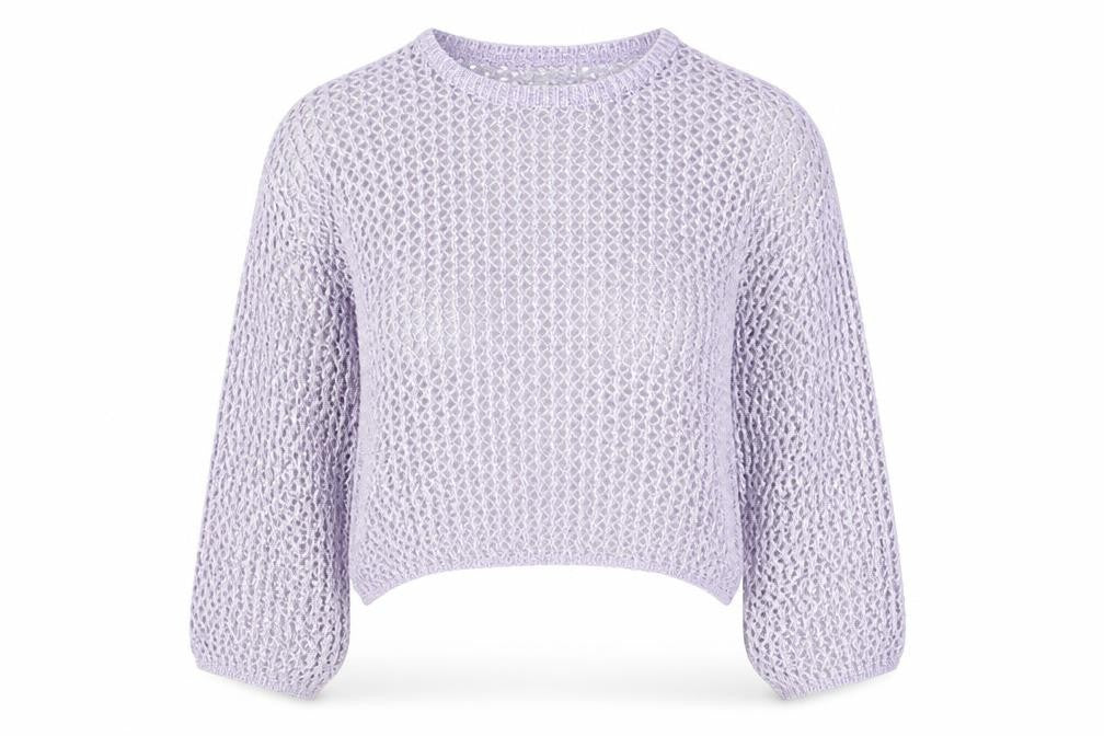 Front view of Monki Women Purple Open-Knit jumper XL Casual Lightweight