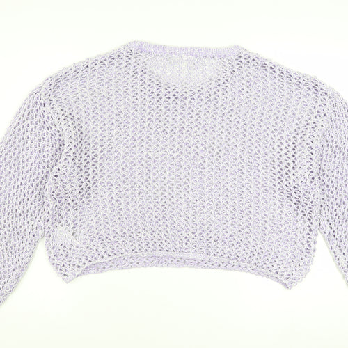 Monki Women Purple Open-Knit Pullover Jumper XL Casual Lightweight