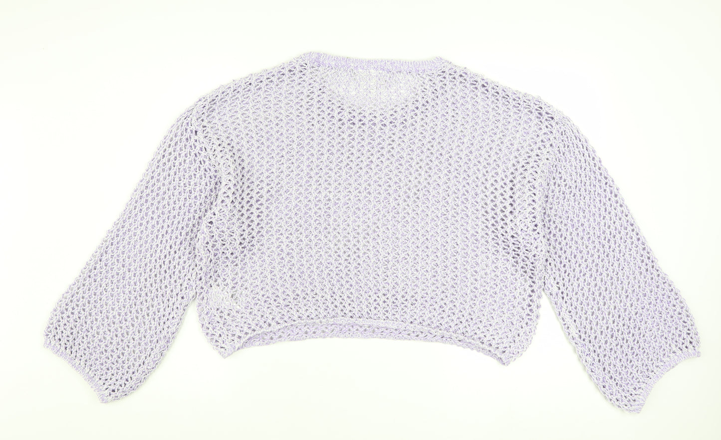 Monki Women Purple Open-Knit Pullover Jumper XL Casual Lightweight