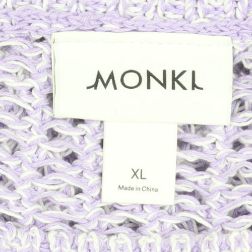 Monki Women Purple Open-Knit Pullover Jumper XL Casual Lightweight