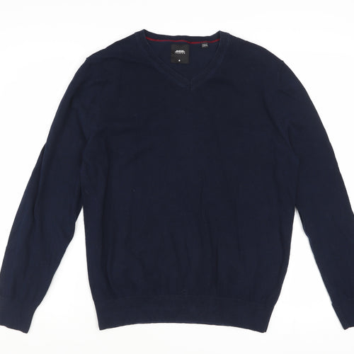Burton Menswear Men's Blue V-Neck Cotton Pullover Jumper M