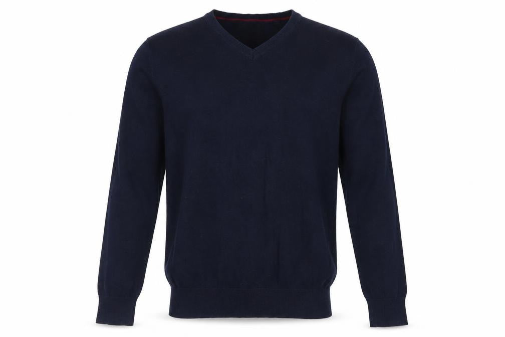Front view of Burton Menswear Men's Blue V-Neck Cotton jumper M
