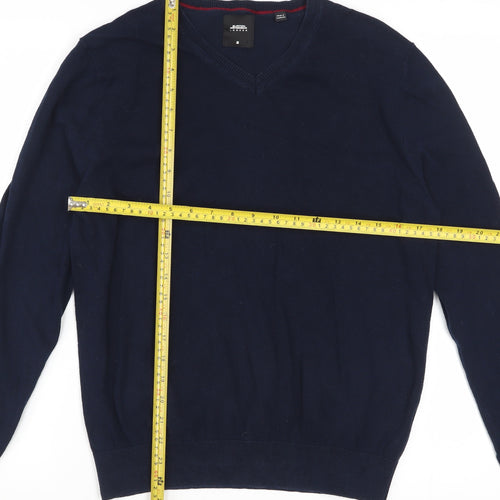 Burton Menswear Men's Blue V-Neck Cotton Pullover Jumper M