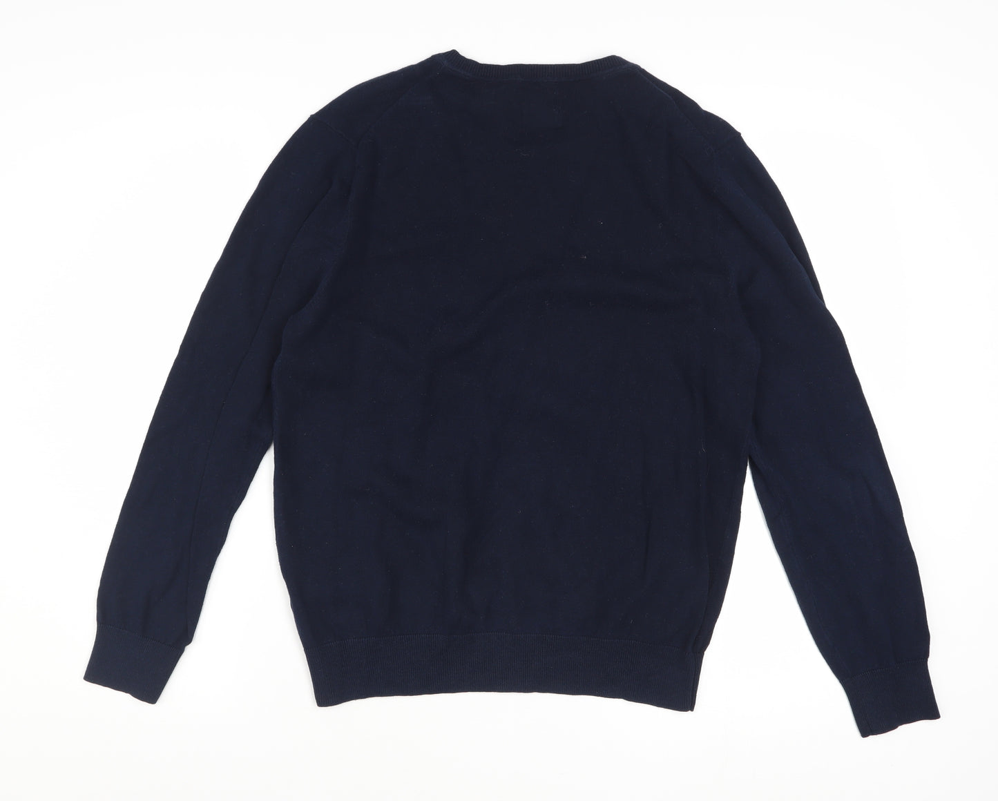 Burton Menswear Men's Blue V-Neck Cotton Pullover Jumper M
