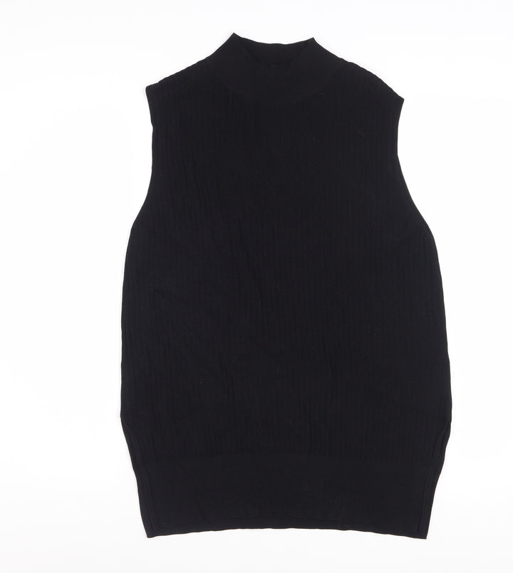 Marks and Spencer Women’s Black High Neck Sleeveless Knit Tank Top Size 14
