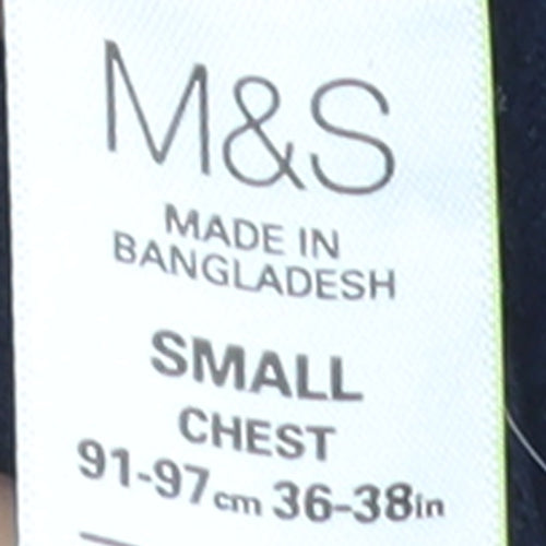 Marks and Spencer Men's Blue Cotton Cashmere V-Neck Vest S