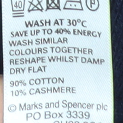 Marks and Spencer Men's Blue Cotton Cashmere V-Neck Vest S