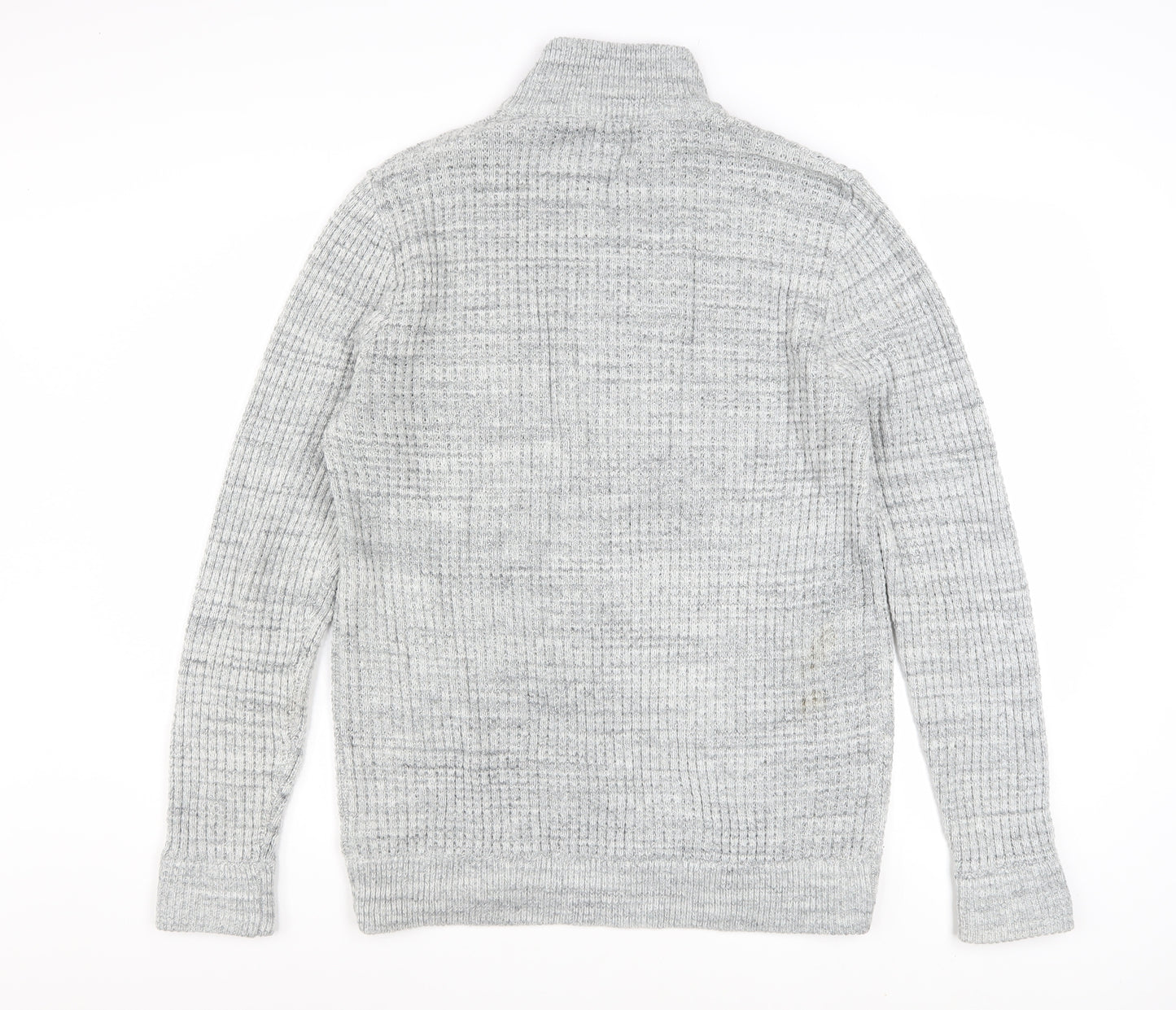 Next Mens Grey Half Zip High Neck Jumper Size L Acrylic Wool Blend