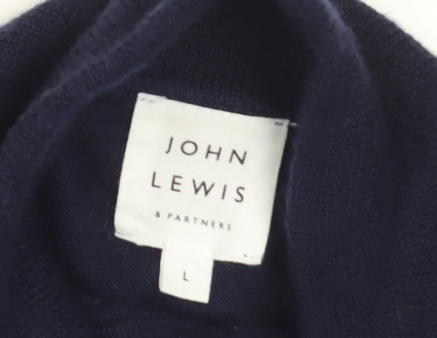 John Lewis & Partners Men's Blue Merino Wool 1/4 Zip Jumper L