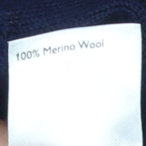 John Lewis & Partners Men's Blue Merino Wool 1/4 Zip Jumper L