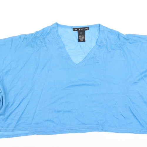 Ralph Lauren Women's Blue 100% Cashmere V-Neck Relaxed Jumper XS