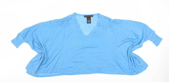 Ralph Lauren Women's Blue 100% Cashmere V-Neck Relaxed Jumper XS