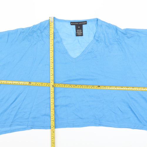 Ralph Lauren Women's Blue 100% Cashmere V-Neck Relaxed Jumper XS