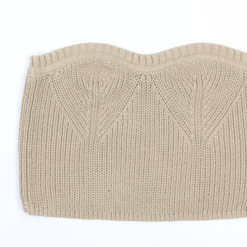 & Other Stories Women Beige Knit Strapless Camisole Top Size 12