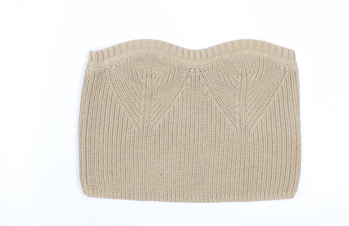 & Other Stories Women Beige Knit Strapless Camisole Top Size 12
