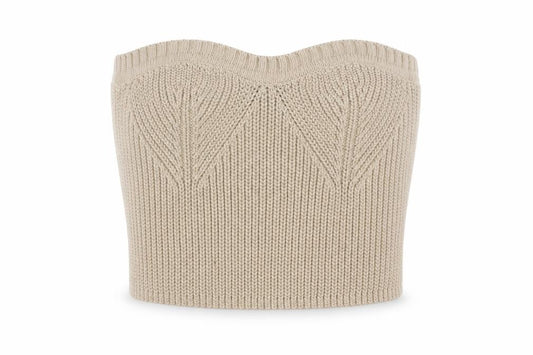 Front view of & Other Stories Women Beige Knit Strapless Camisole Top, size 12