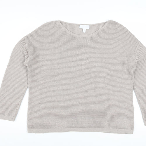 The White Company Women’s Beige Waffle-Knit Wool Cotton Jumper M