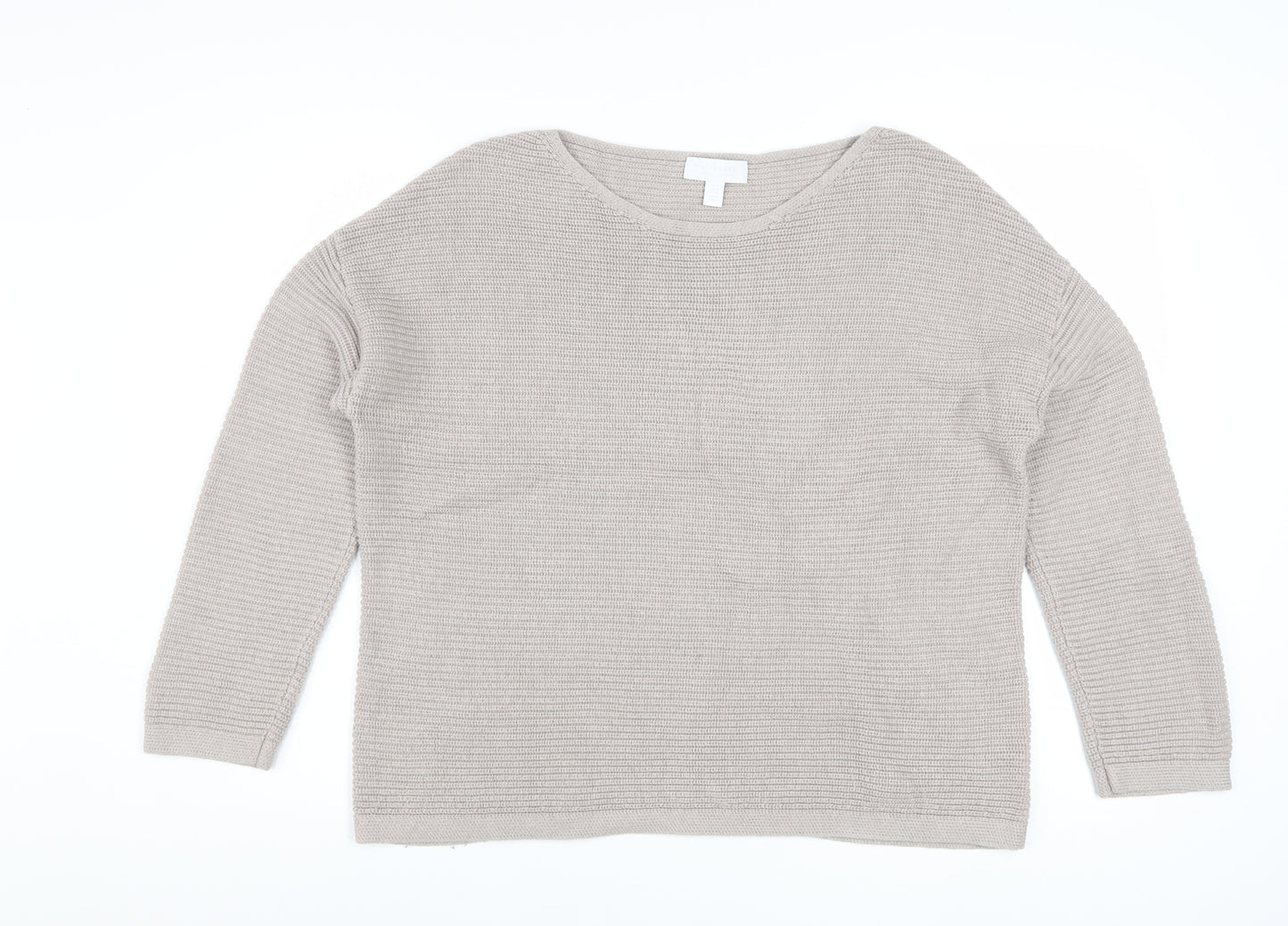 The White Company Women’s Beige Waffle-Knit Wool Cotton Jumper M